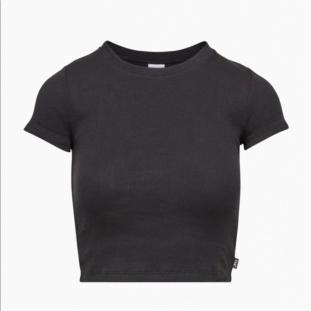 Black TNA Aritzia ribbed crop tee